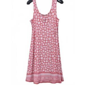 NEW FASHQUE women's skater dress in coral and white print